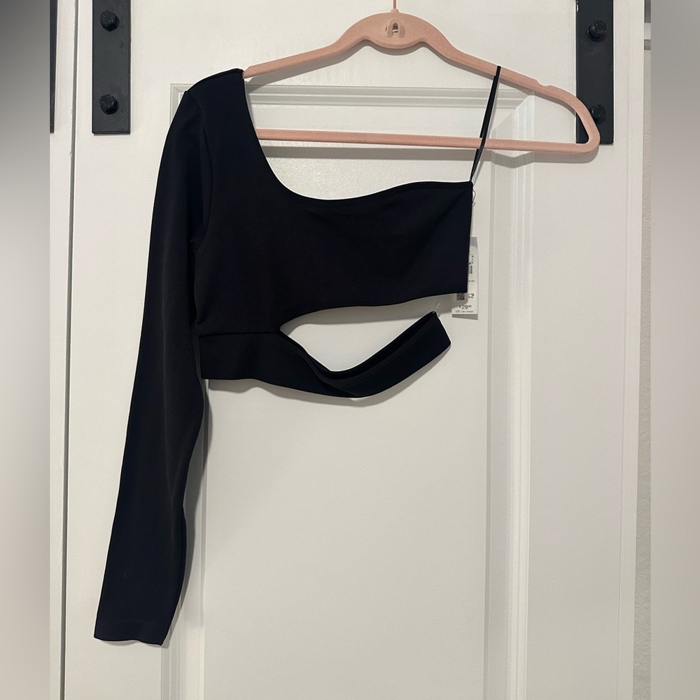 Garage Black One-Shoulder Cutout Top